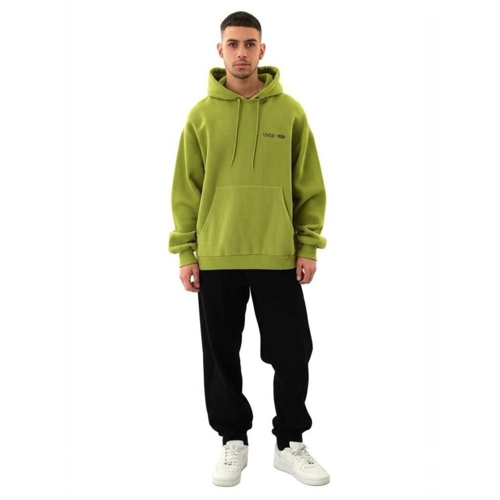 NIKE Hoodie Unisex Lime Green Ribbed Embroidered Vintage Streetwear Size‎ M